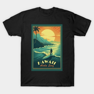 Hawaii Vintage Retro Travel Poster T-Shirt